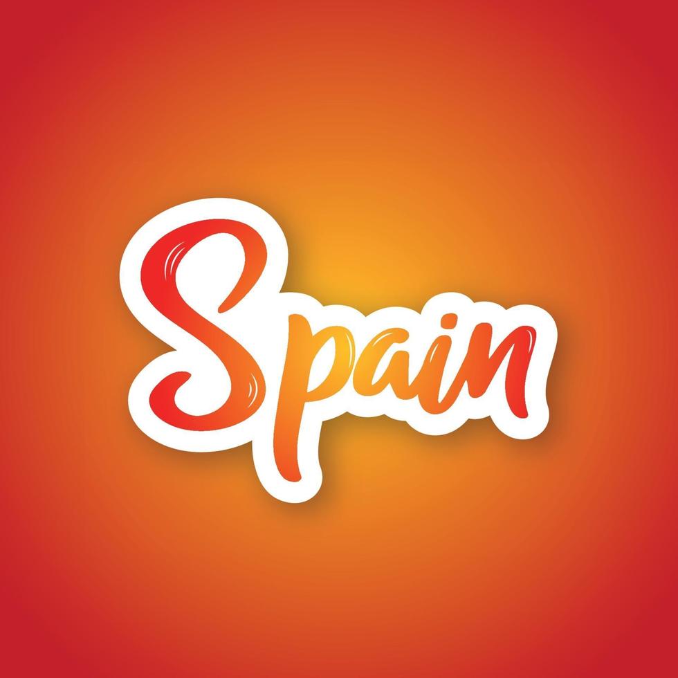 Espanha - mão desenhada letras nome do país. adesivo com letras em estilo de corte de papel. vetor