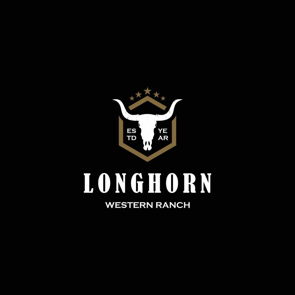 texas longhorn, país ocidental logotipo Projeto vintage retro vetor