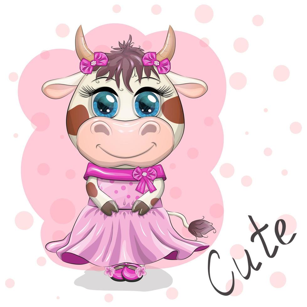 fofa desenho animado Princesa vaca em uma branco fundo vetor