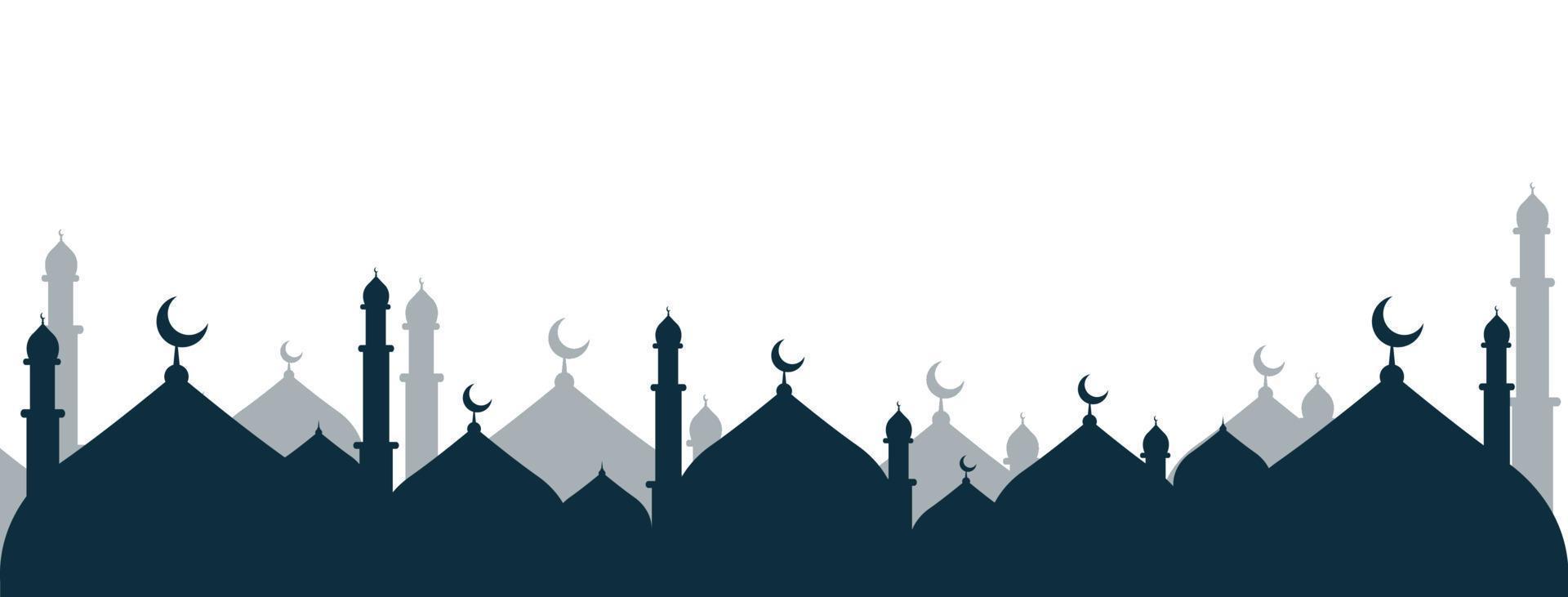 mesquita cidade panorama silhueta fronteira vetor ilustração para islâmico elemento decoração