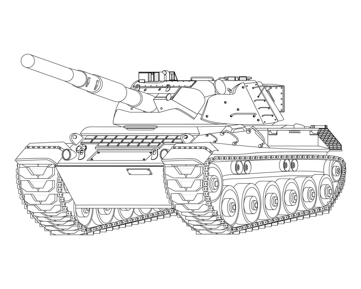 alemão leopardo Eu a Principal batalha tanque coloração página. militares veículo. vetor ilustração isolado em branco fundo.