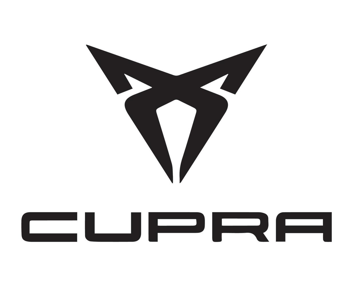 cupra logotipo marca carro símbolo com nome Preto Projeto espanhol automóvel vetor ilustração