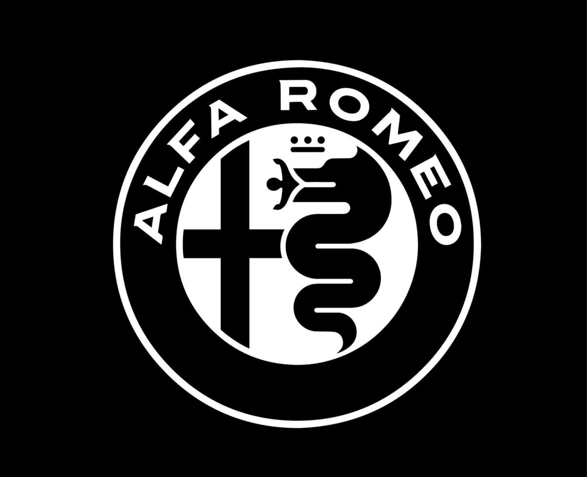 alfa Romeu marca logotipo símbolo Projeto italiano carros automóvel vetor ilustração Preto e branco