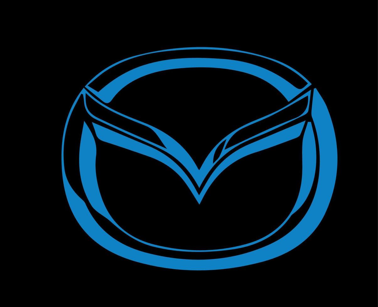 Mazda marca logotipo símbolo azul Projeto Japão carro automóvel vetor ilustração com Preto fundo
