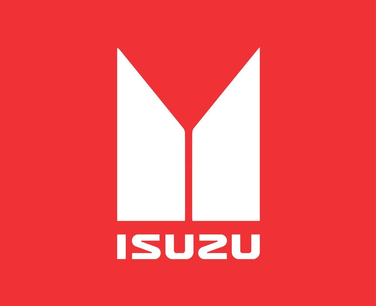 isuzu marca logotipo carro símbolo com nome branco Projeto Japão automóvel vetor ilustração com vermelho fundo