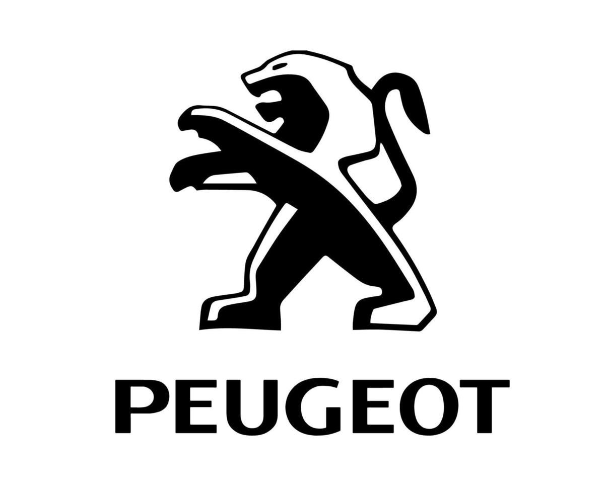 Peugeot logotipo marca carro símbolo com nome Preto Projeto francês automóvel vetor ilustração