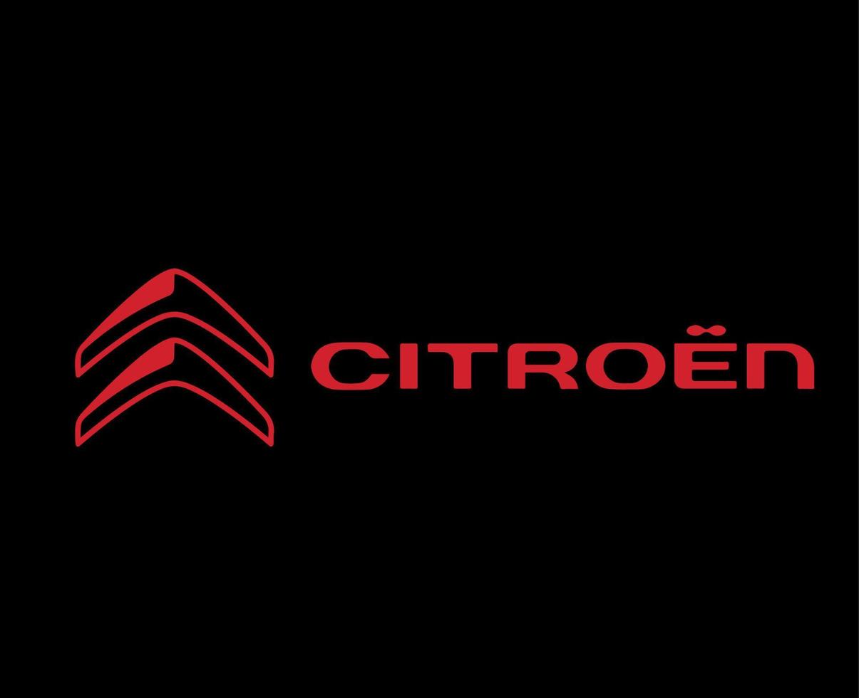 Citroen logotipo marca símbolo com nome vermelho Projeto francês carro automóvel vetor ilustração com Preto fundo