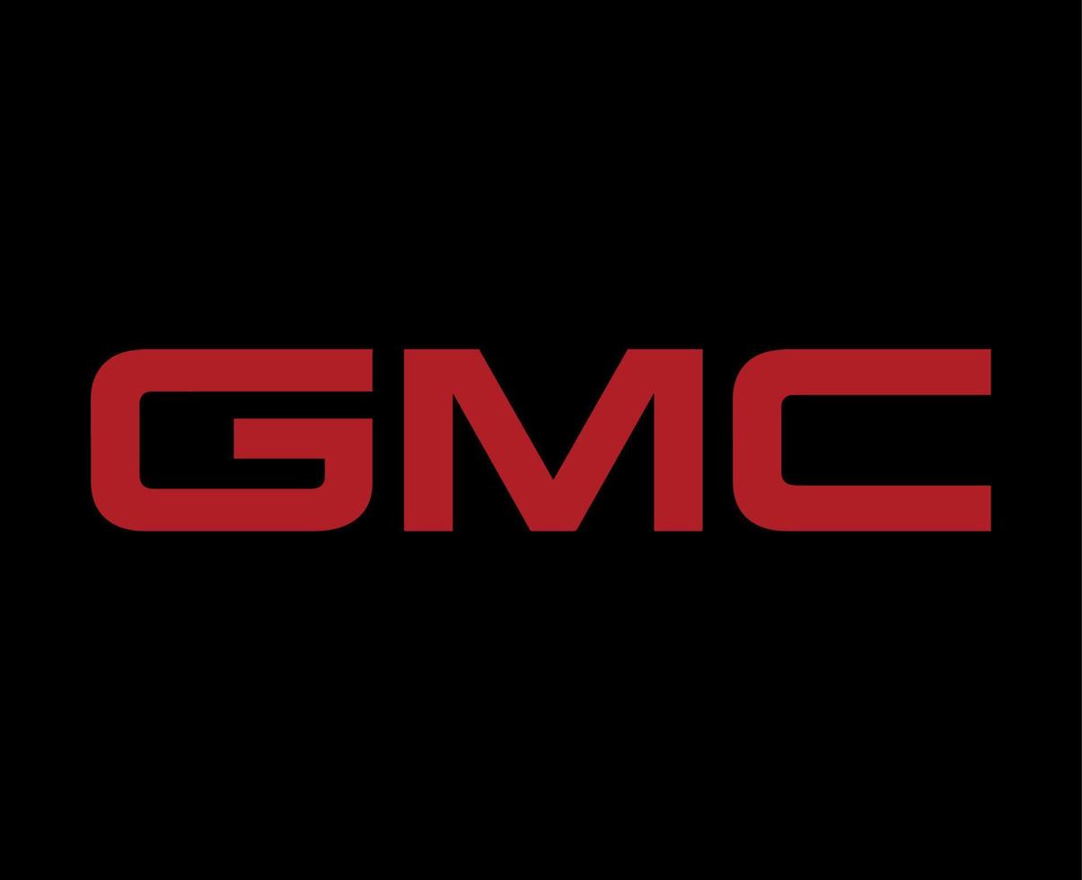 gmc marca logotipo símbolo nome vermelho Projeto EUA carro automóvel vetor ilustração com Preto fundo