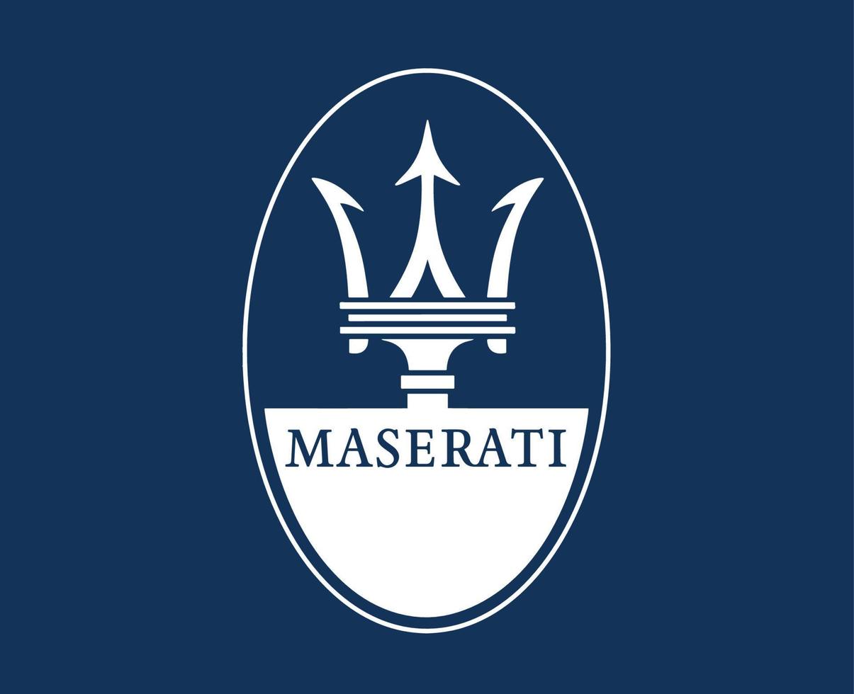 maserati marca logotipo carro símbolo branco Projeto italiano automóvel vetor ilustração com azul fundo