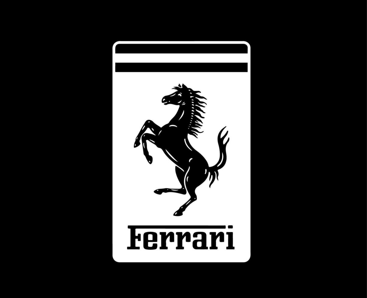 Ferrari logotipo marca símbolo branco Projeto italiano carro automóvel vetor ilustração com Preto fundo