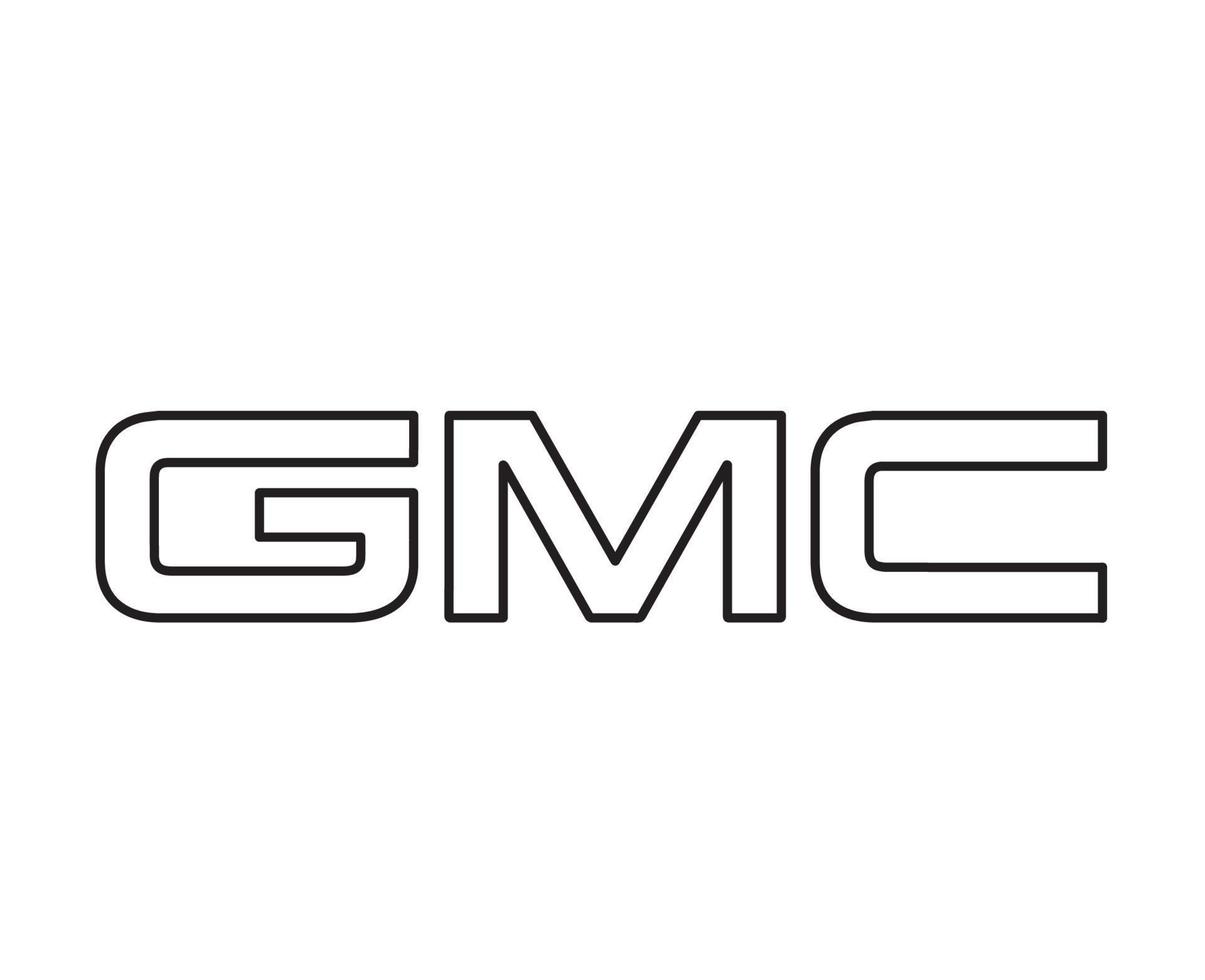 gmc marca logotipo carro símbolo nome Preto Projeto EUA automóvel vetor ilustração