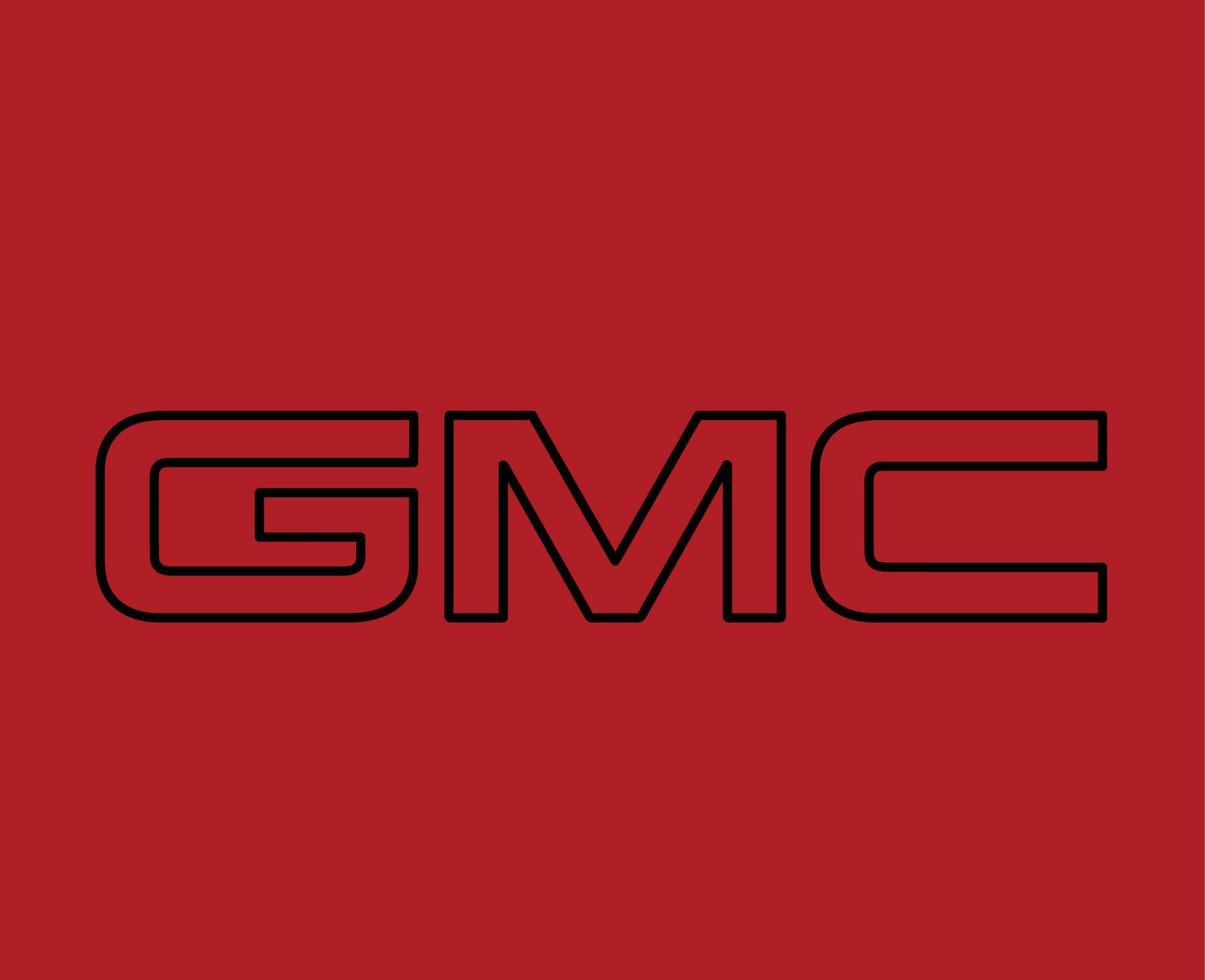 gmc marca logotipo carro símbolo nome Preto Projeto EUA automóvel vetor ilustração com vermelho fundo