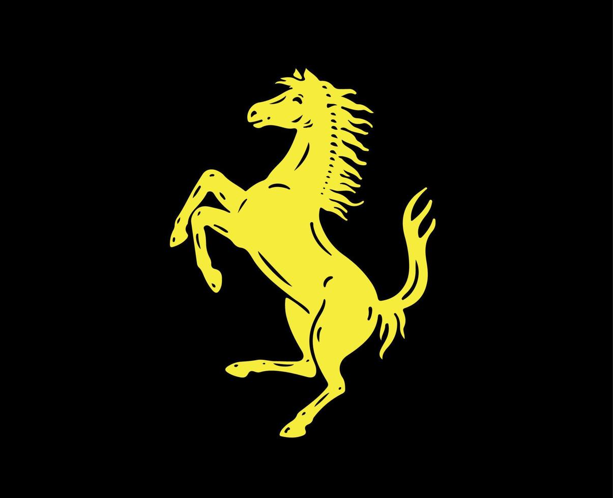 Ferrari logotipo marca carro símbolo amarelo Projeto italiano automóvel vetor ilustração com Preto fundo