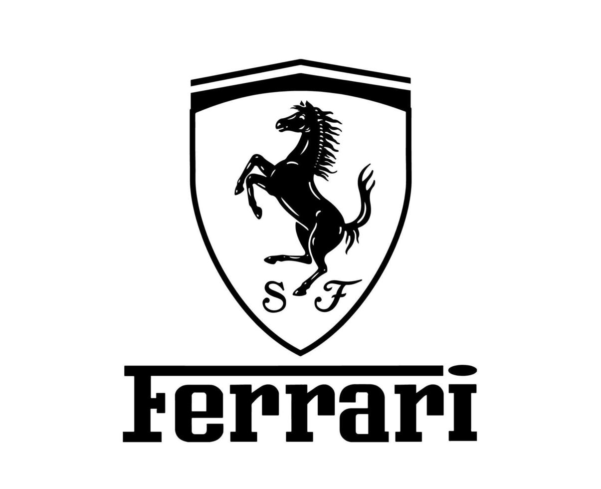 Ferrari marca logotipo carro símbolo com nome Preto Projeto italiano automóvel vetor ilustração