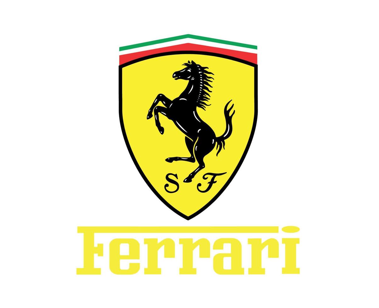 Ferrari marca logotipo carro símbolo com nome Projeto italiano automóvel vetor ilustração