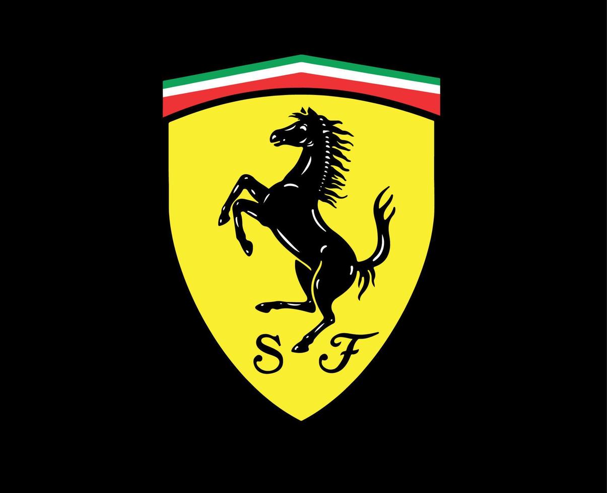 Ferrari marca logotipo carro símbolo Projeto italiano automóvel vetor ilustração com Preto fundo