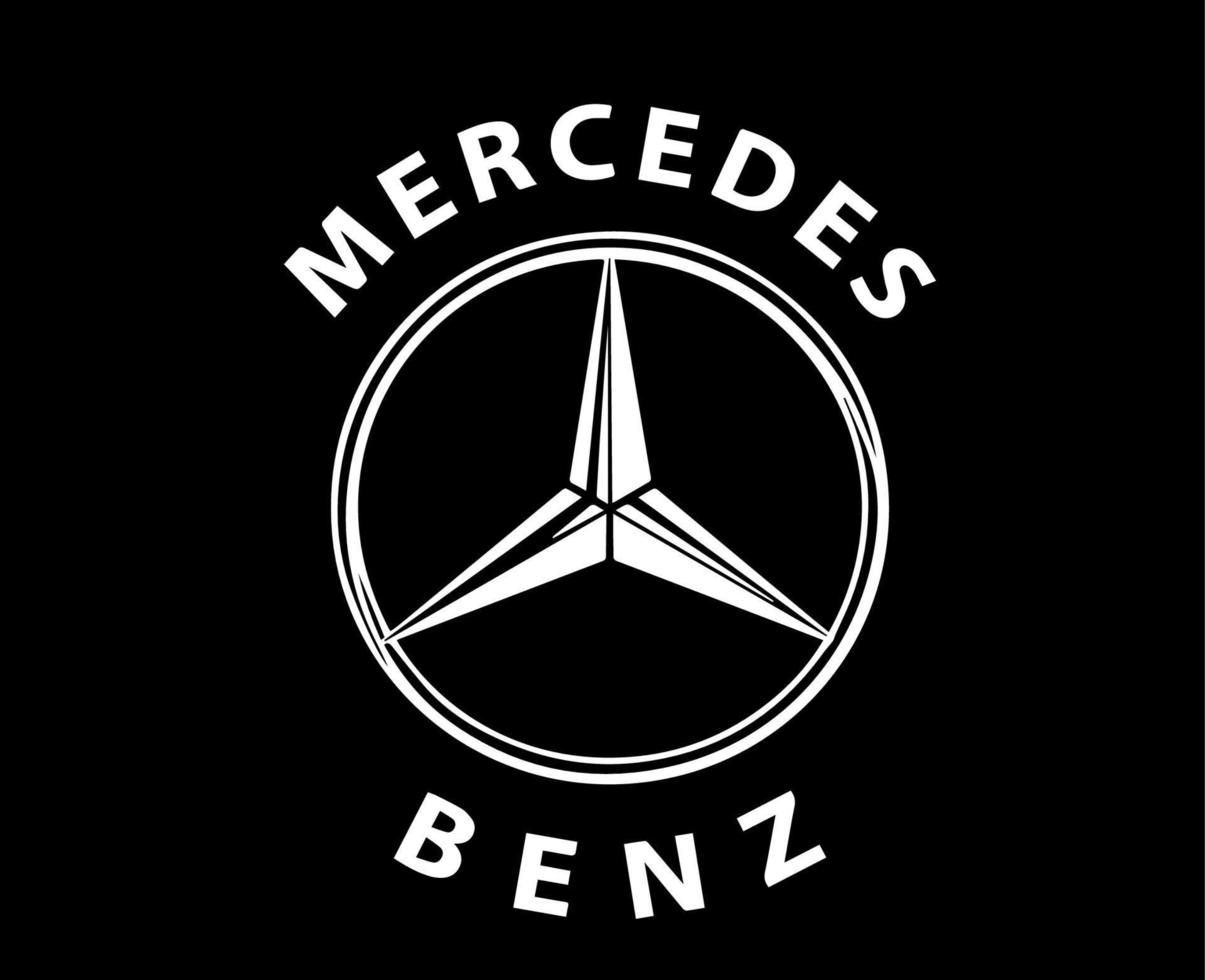 mercedes benz logotipo marca símbolo com nome branco Projeto alemão carro automóvel vetor ilustração com Preto fundo