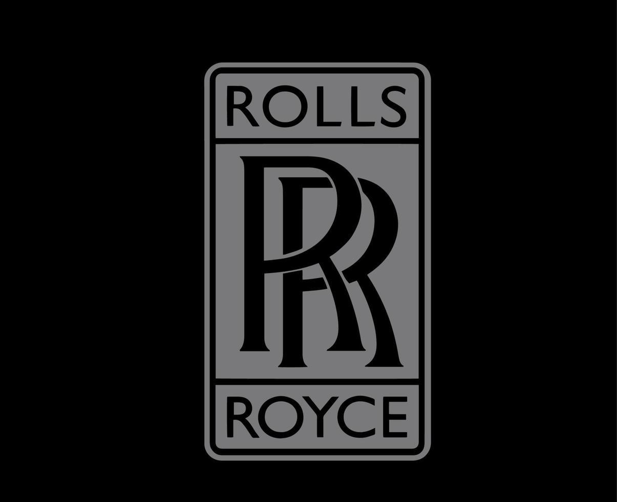 rolos Royce marca logotipo símbolo com nome cinzento Projeto britânico carro automóvel vetor ilustração com Preto fundo