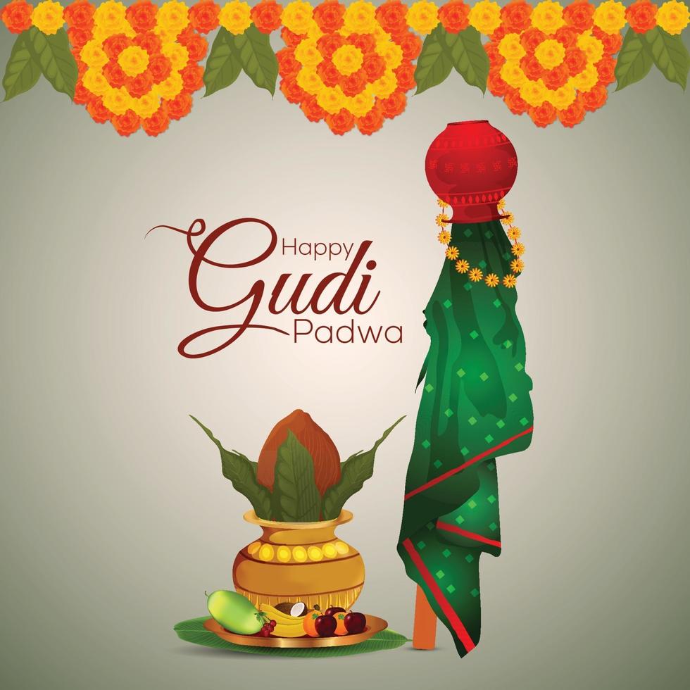 cartão comemorativo do festival indiano ugadi feliz vetor