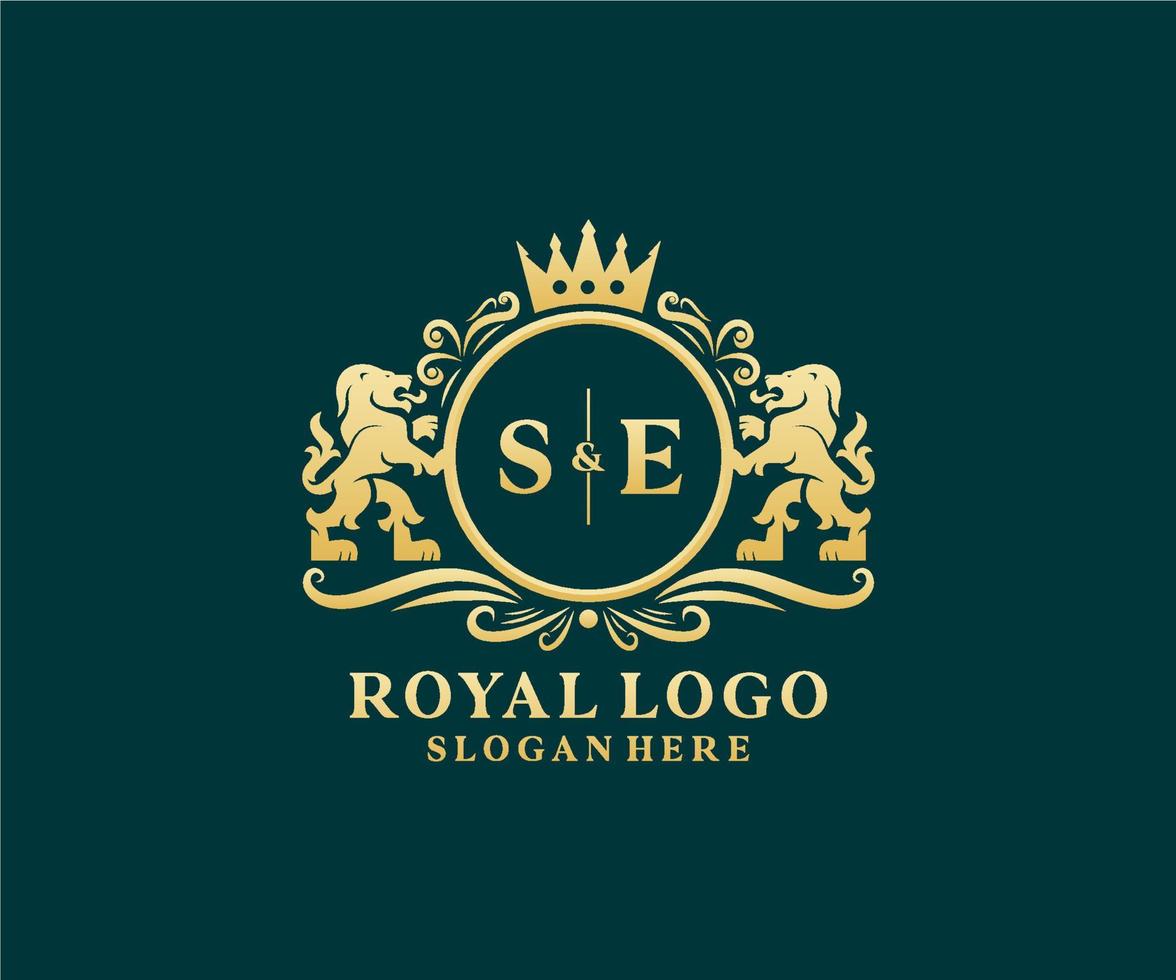 inicial se carta leão modelo de logotipo de luxo real em arte vetorial para restaurante, realeza, boutique, café, hotel, heráldica, joias, moda e outras ilustrações vetoriais. vetor