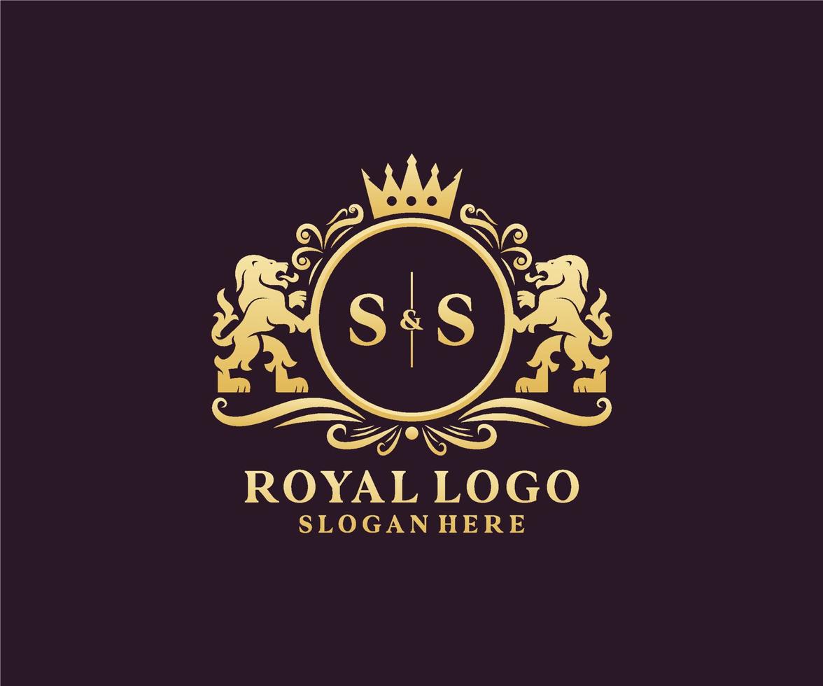 modelo de logotipo de luxo real de leão ss inicial em arte vetorial para restaurante, realeza, boutique, café, hotel, heráldica, joias, moda e outras ilustrações vetoriais. vetor