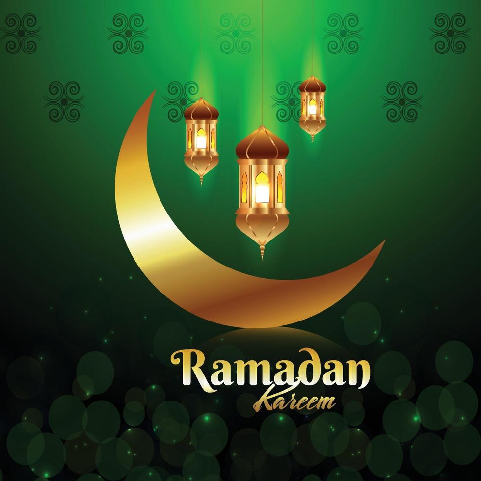 fundo islâmico ramadan kareem com lanterna vetor
