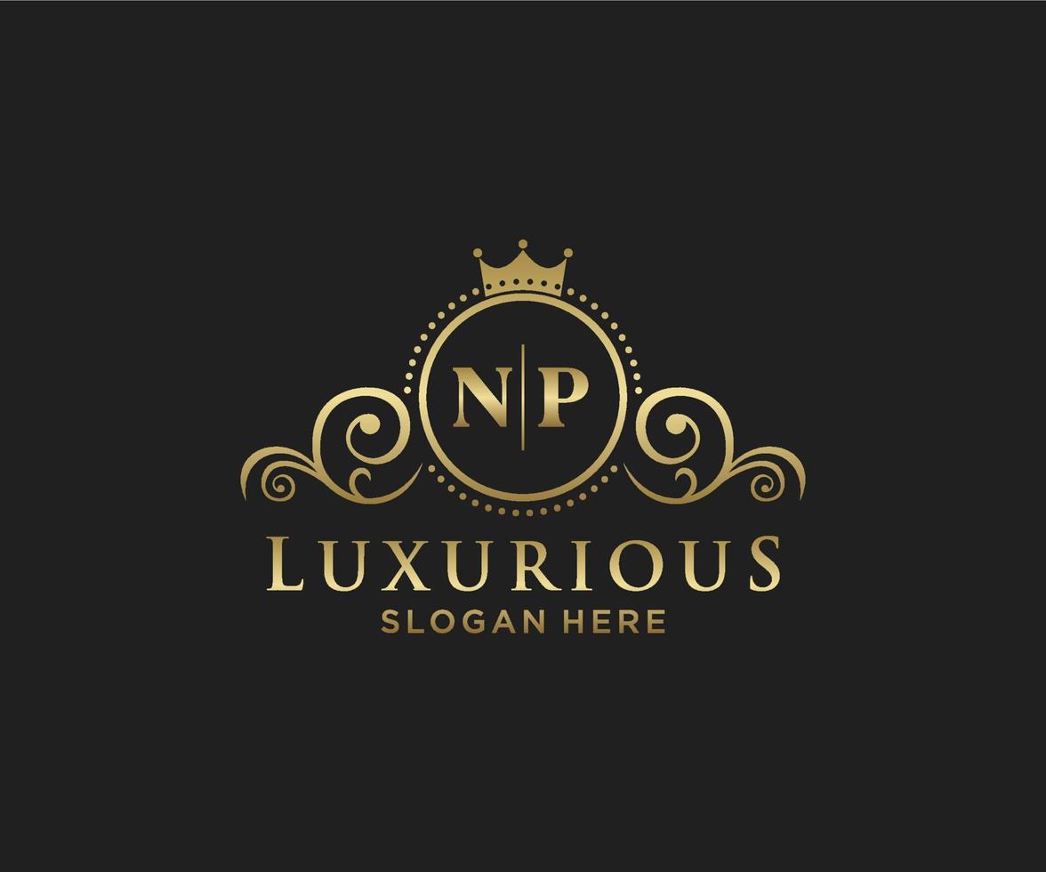 modelo de logotipo de luxo real de letra np inicial em arte vetorial para restaurante, realeza, boutique, café, hotel, heráldica, joias, moda e outras ilustrações vetoriais. vetor