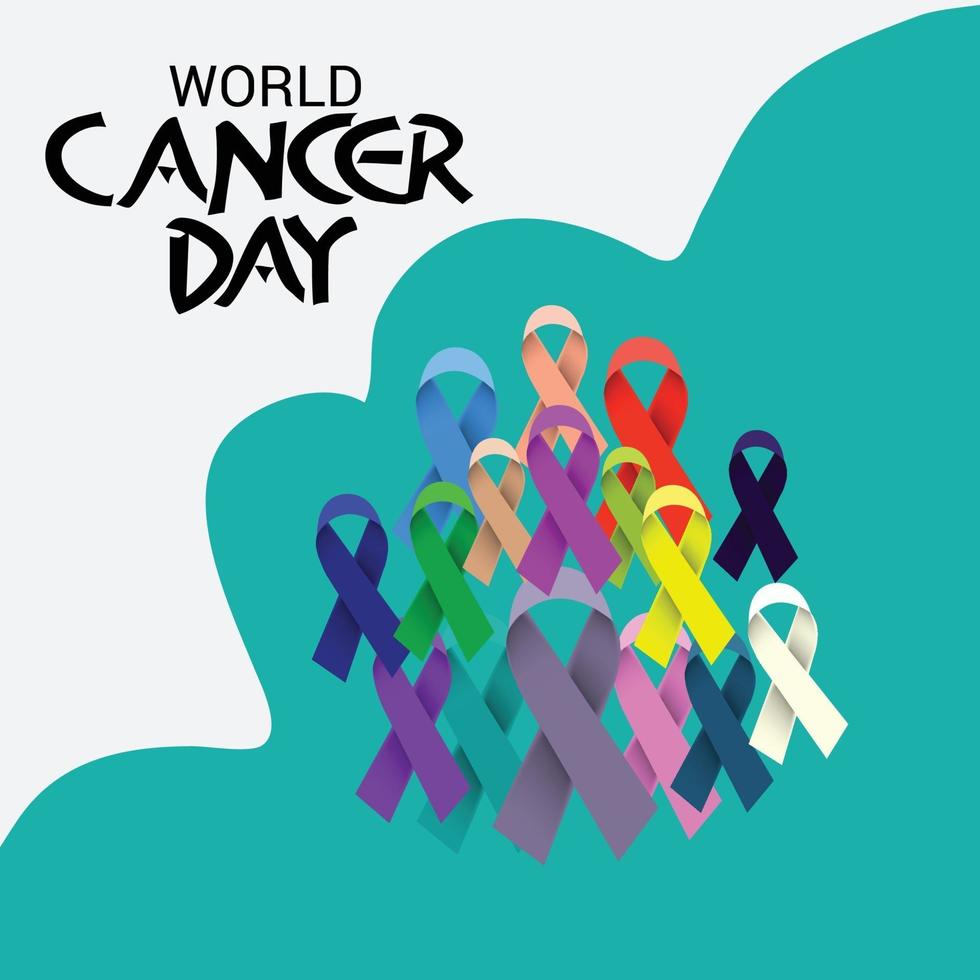 ilustração em vetor de um plano de fundo para a fita de conscientização do dia mundial do câncer.