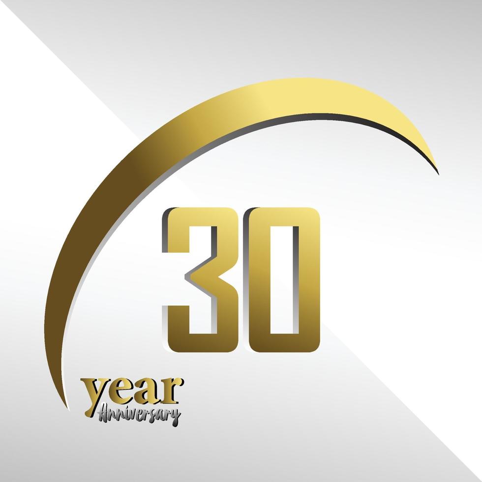 30 anos de aniversário logotipo vetor modelo design ilustração ouro e branco