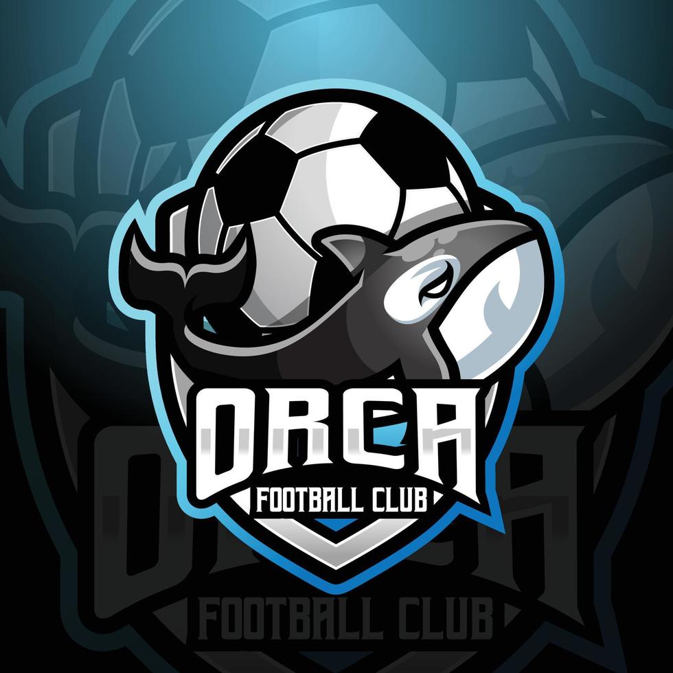 orca assassino baleia mascote futebol futebol equipe logotipo Projeto vetor com moderno ilustração conceito estilo para distintivo, emblema e camiseta impressão. moderno orca escudo logotipo ilustração para esporte, liga