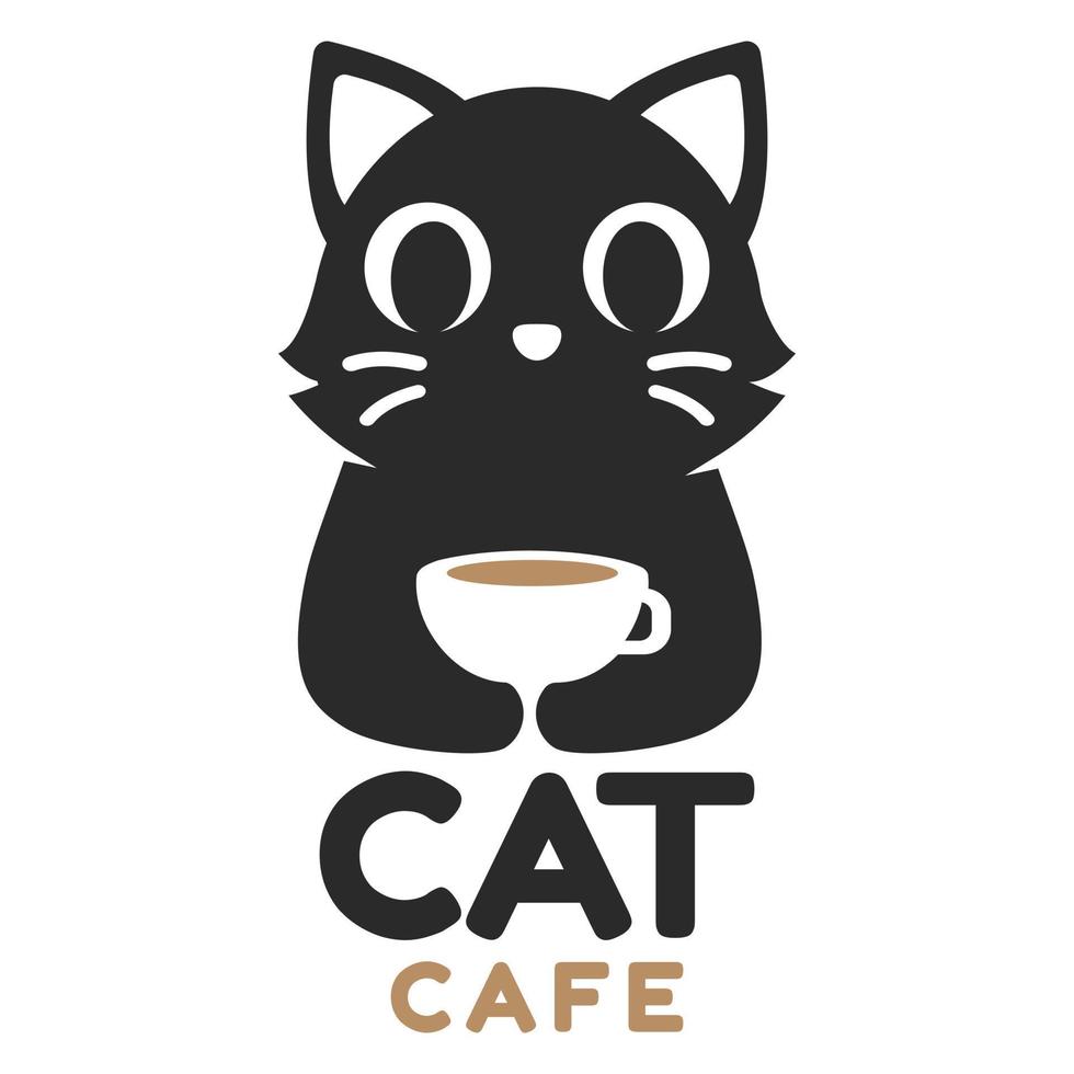 moderno mascote plano Projeto simples minimalista fofa gato logotipo ícone Projeto modelo vetor com moderno ilustração conceito estilo para cafeteria, café comprar, restaurante, distintivo, emblema e rótulo