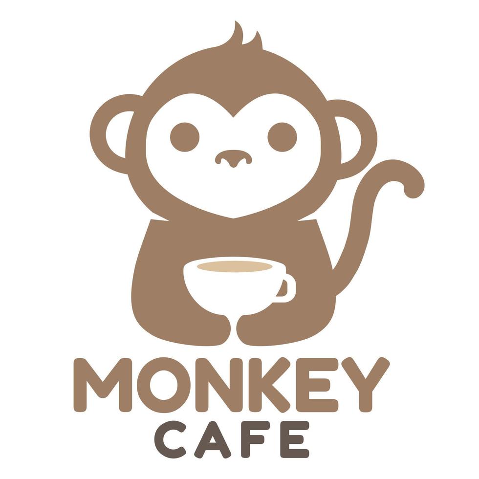 moderno mascote plano Projeto simples minimalista fofa macaco logotipo ícone Projeto modelo vetor com moderno ilustração conceito estilo para cafeteria, café comprar, restaurante, distintivo, emblema e rótulo