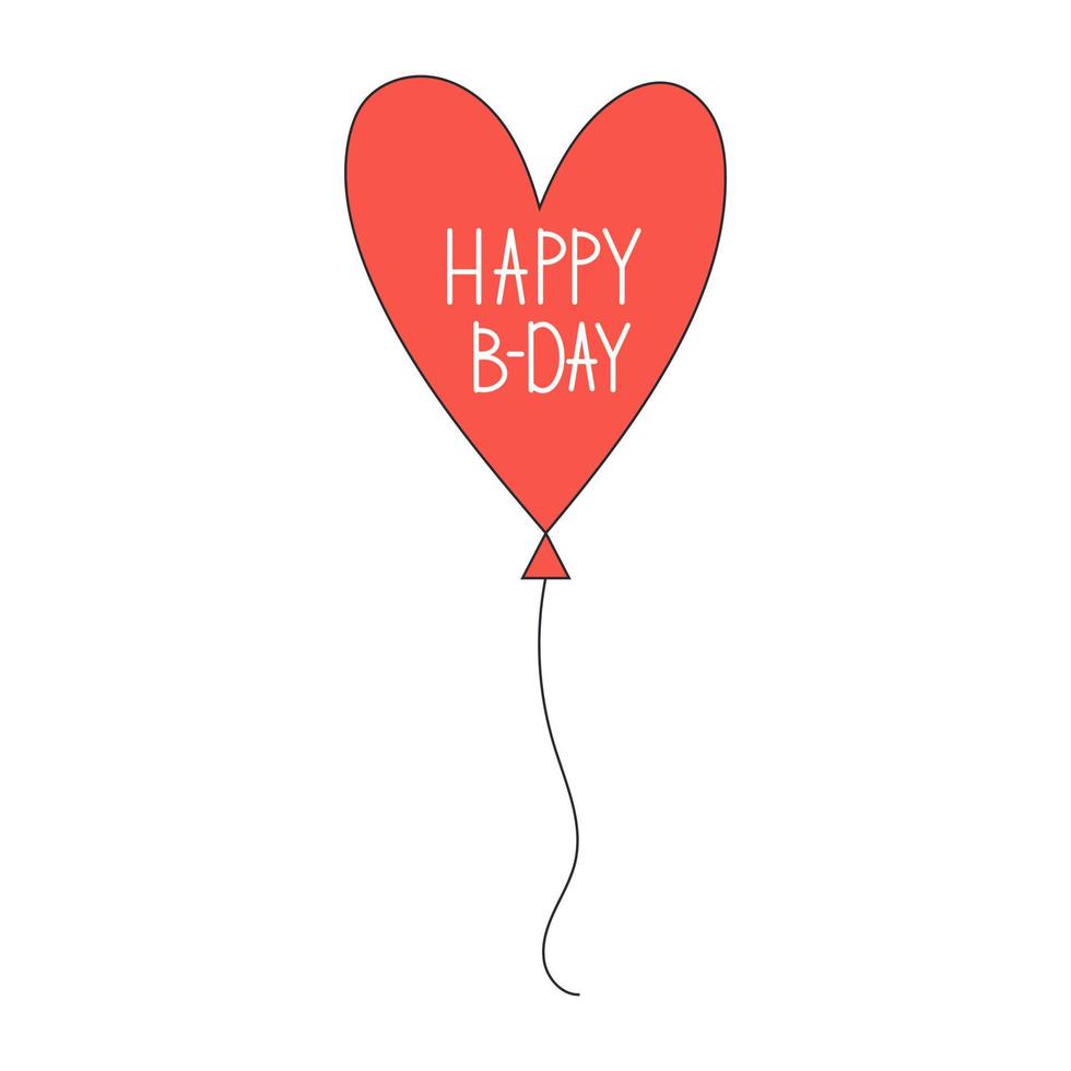 vermelho balão feliz aniversário. ballon isolado em branco fundo. feliz aniversário e festa conceito. plano estilo vetor ilustração.