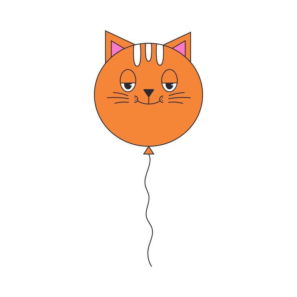 vermelho ballon gato. balão isolado em branco fundo. feliz aniversário e festa conceito. plano estilo vetor ilustração.