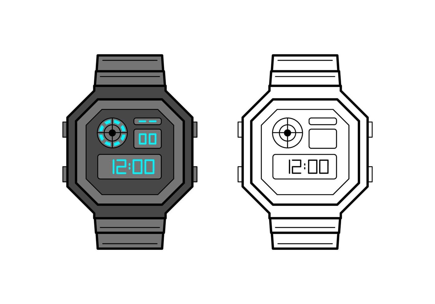 cor ícone do a eletrônico relógio. vetor ilustração dentro linear estilo.