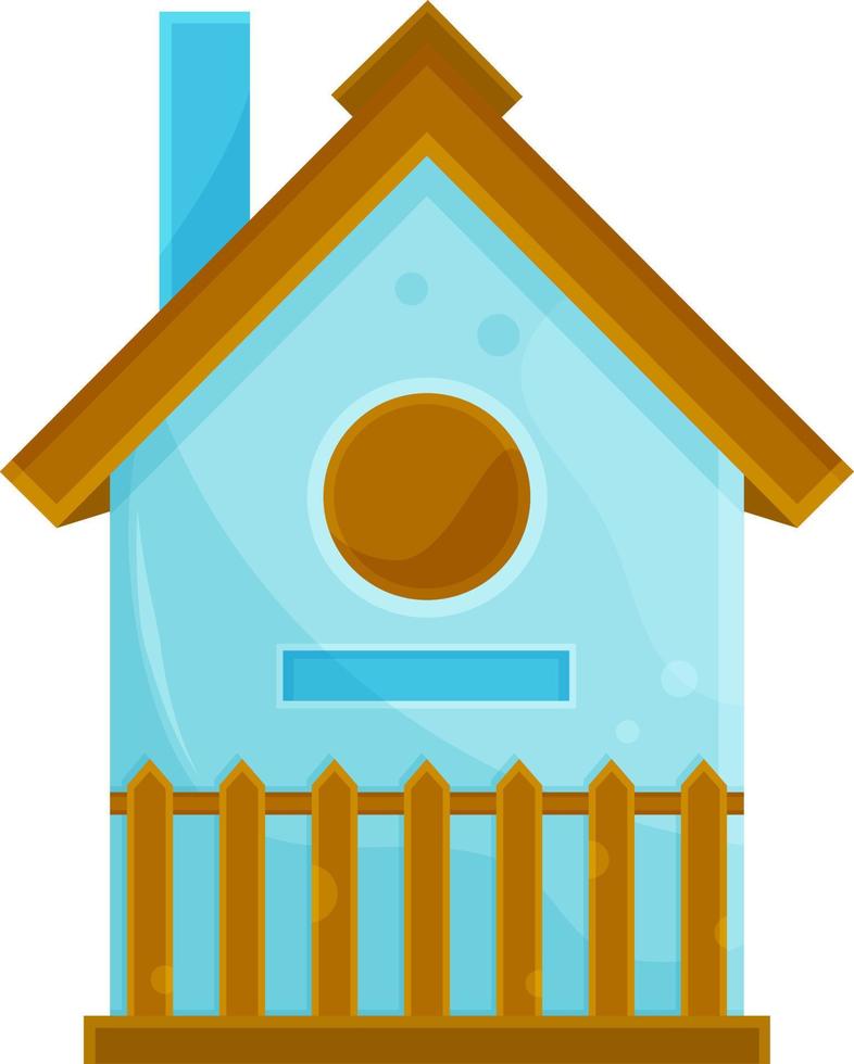 vetor ilustração fofa azul de madeira Casa de passarinho, cabana, pequeno de madeira casa, Primavera ilustração