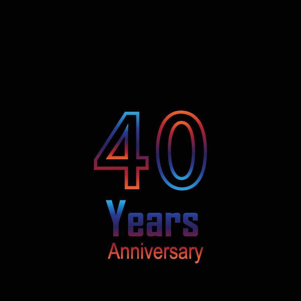 Ilustração de design de modelo de vetor de logotipo de aniversário de 40 anos