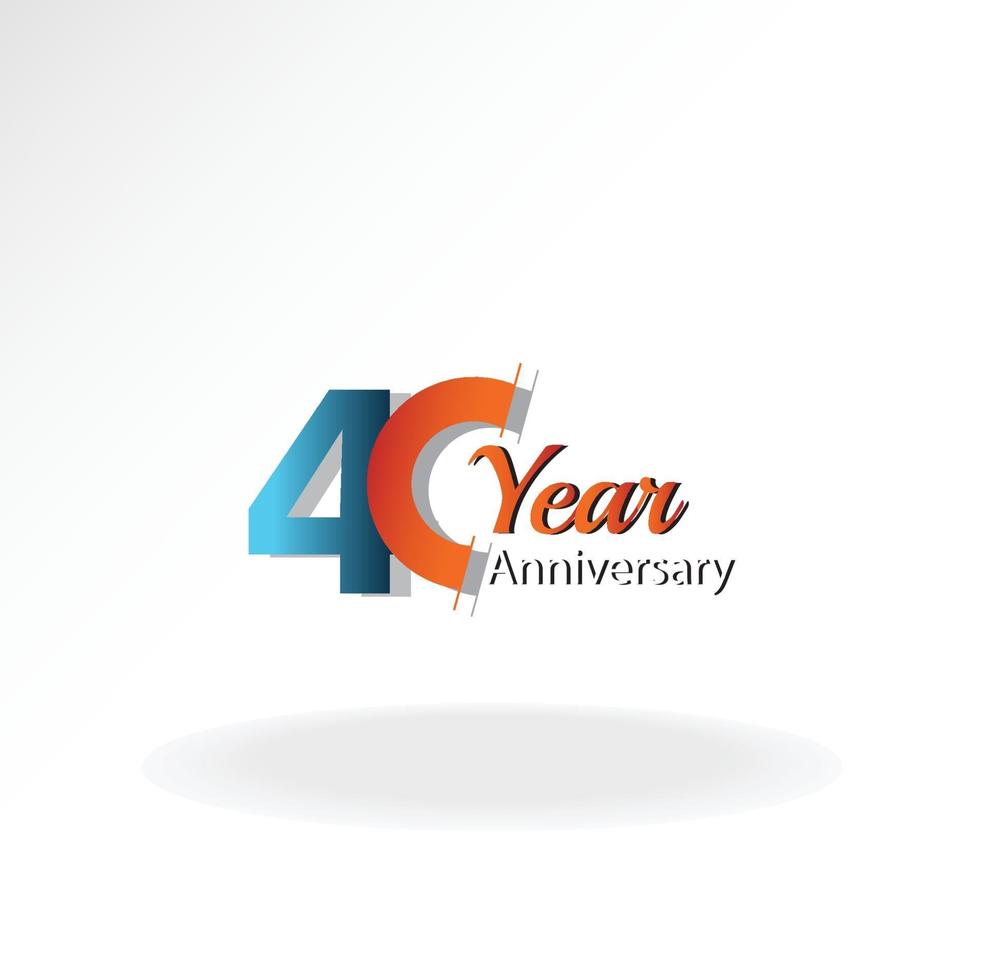 40 anos de aniversário logotipo vetor modelo design ilustração azul e branco