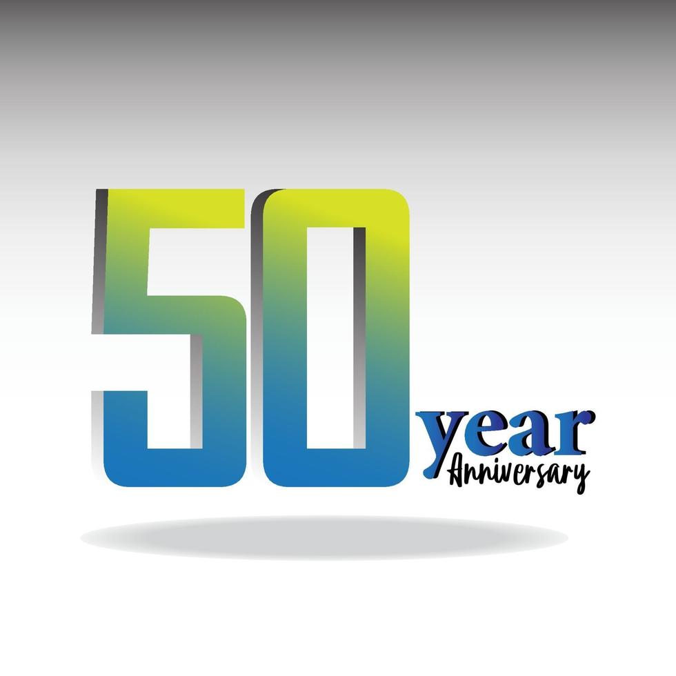 50 anos de aniversário logotipo vetor modelo design ilustração azul e branco