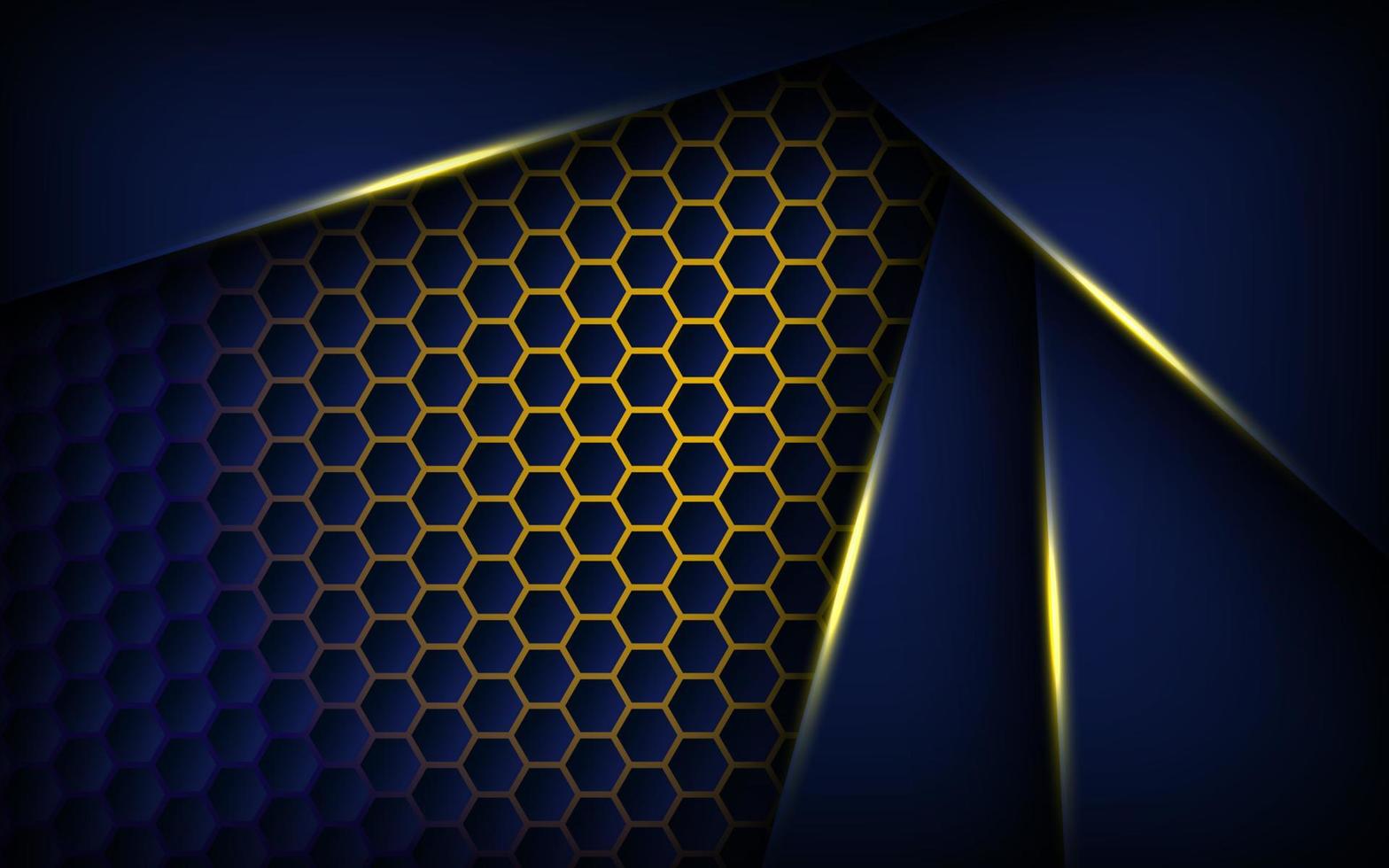 formas abstratas de gradiente de fundo claro amarelo. decoração padrão de malha hexagonal azul marinho. vetor