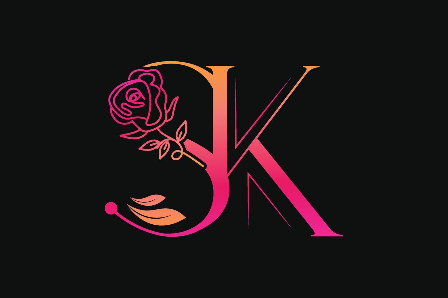 decorativo cartas sk rosa ouro nome iniciais monograma logotipo Projeto modelo vetor
