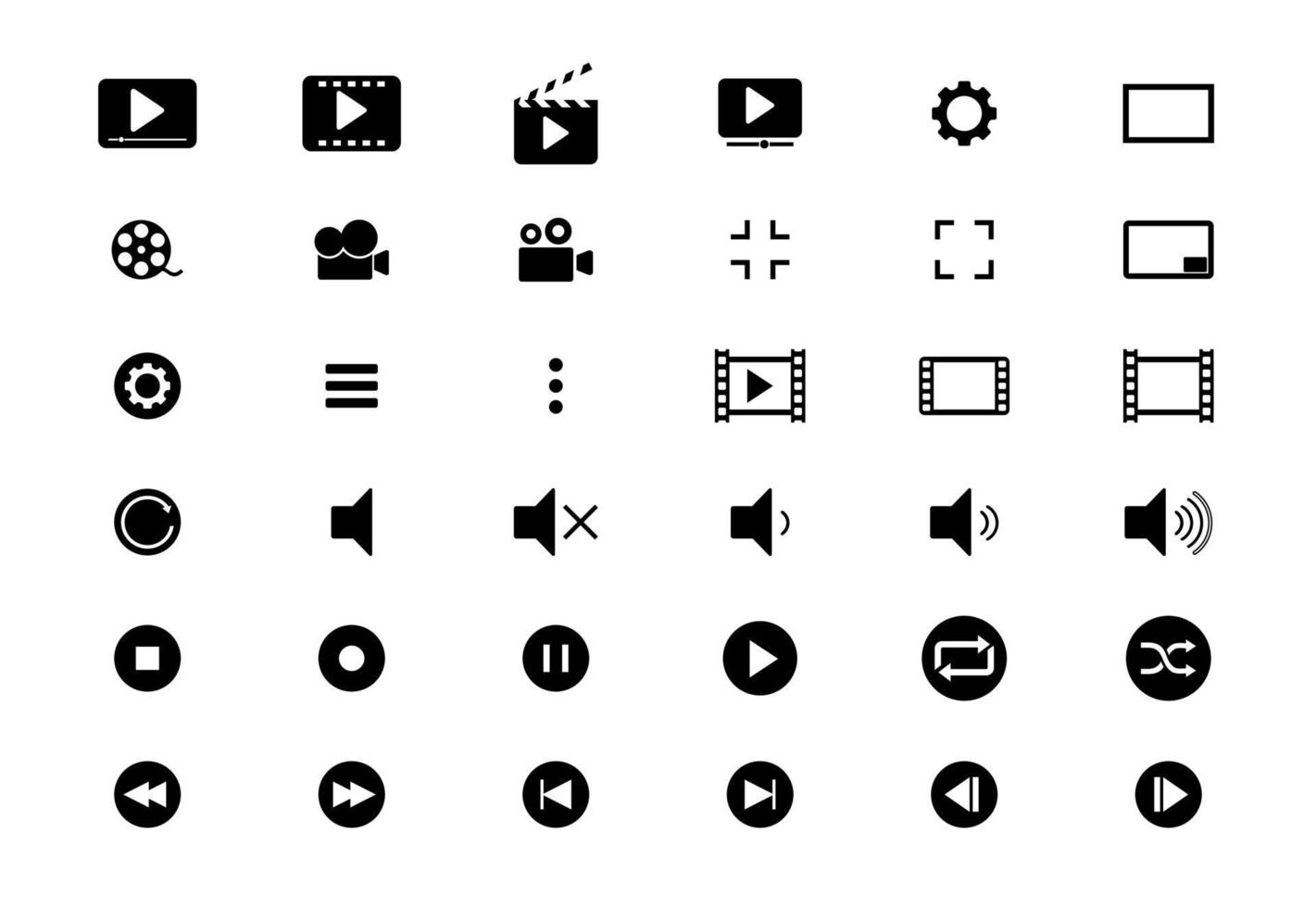 meios de comunicação jogador ícones coleção, botões multimídia interface, cinema ícone. vetor