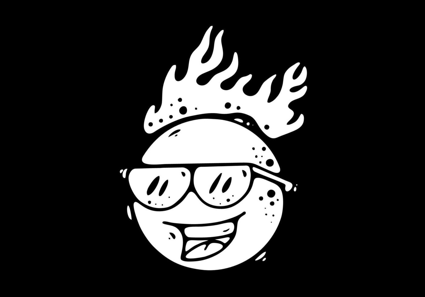 bola personagem vestindo uma óculos com fogo chama vetor