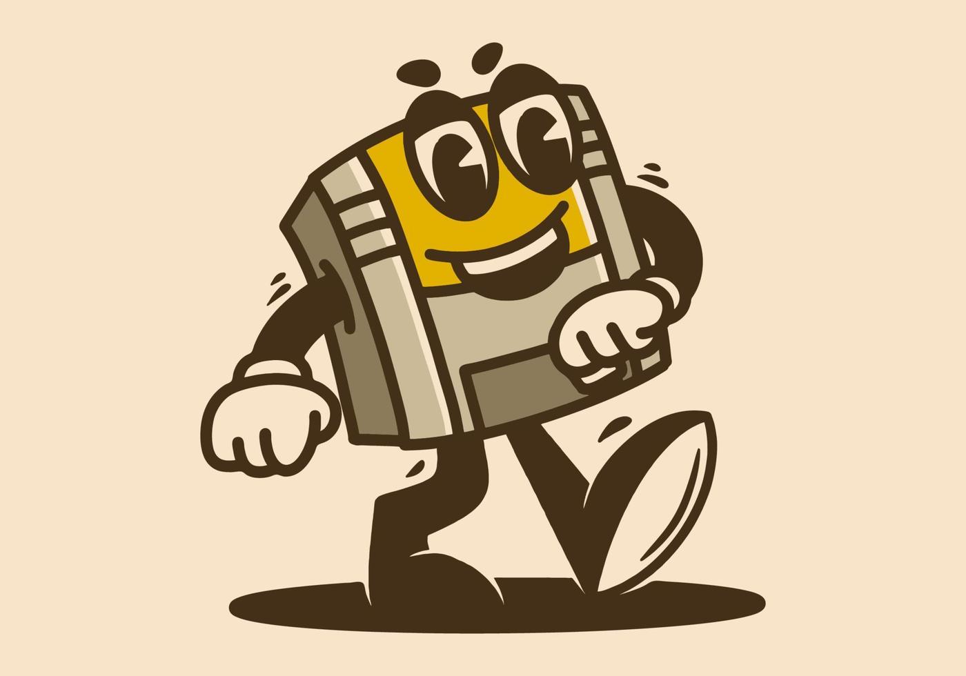mascote personagem Projeto do uma caminhando disquete vetor