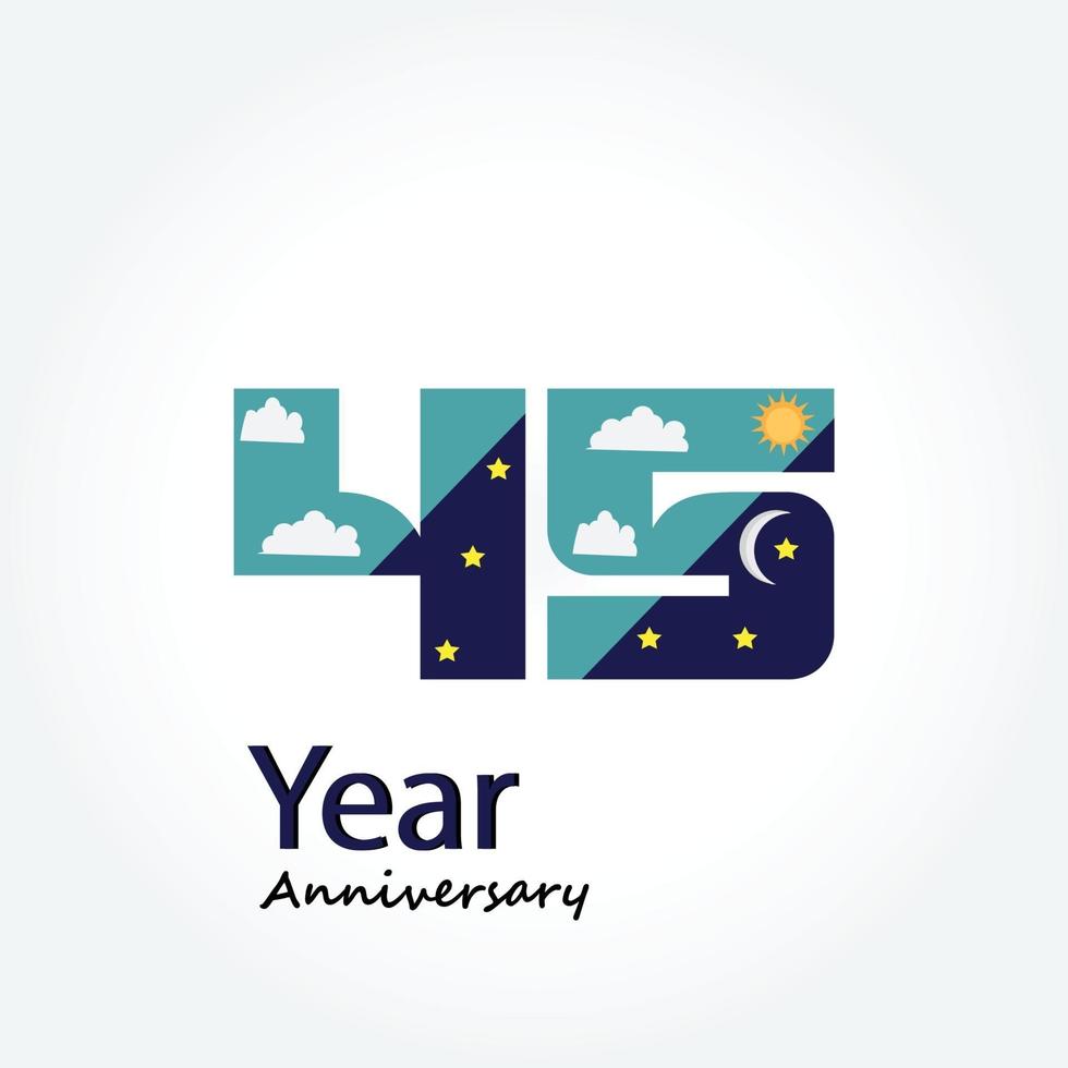 ano aniversário logotipo vetor modelo design ilustração azul e branco