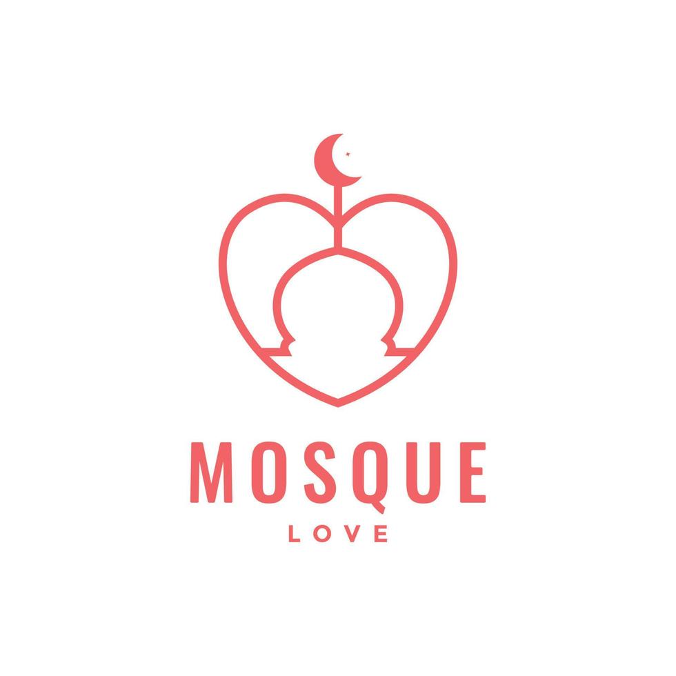 cúpula mesquita orar muçulmano Lugar, colocar amor mínimo logotipo Projeto ícone vetor ilustração