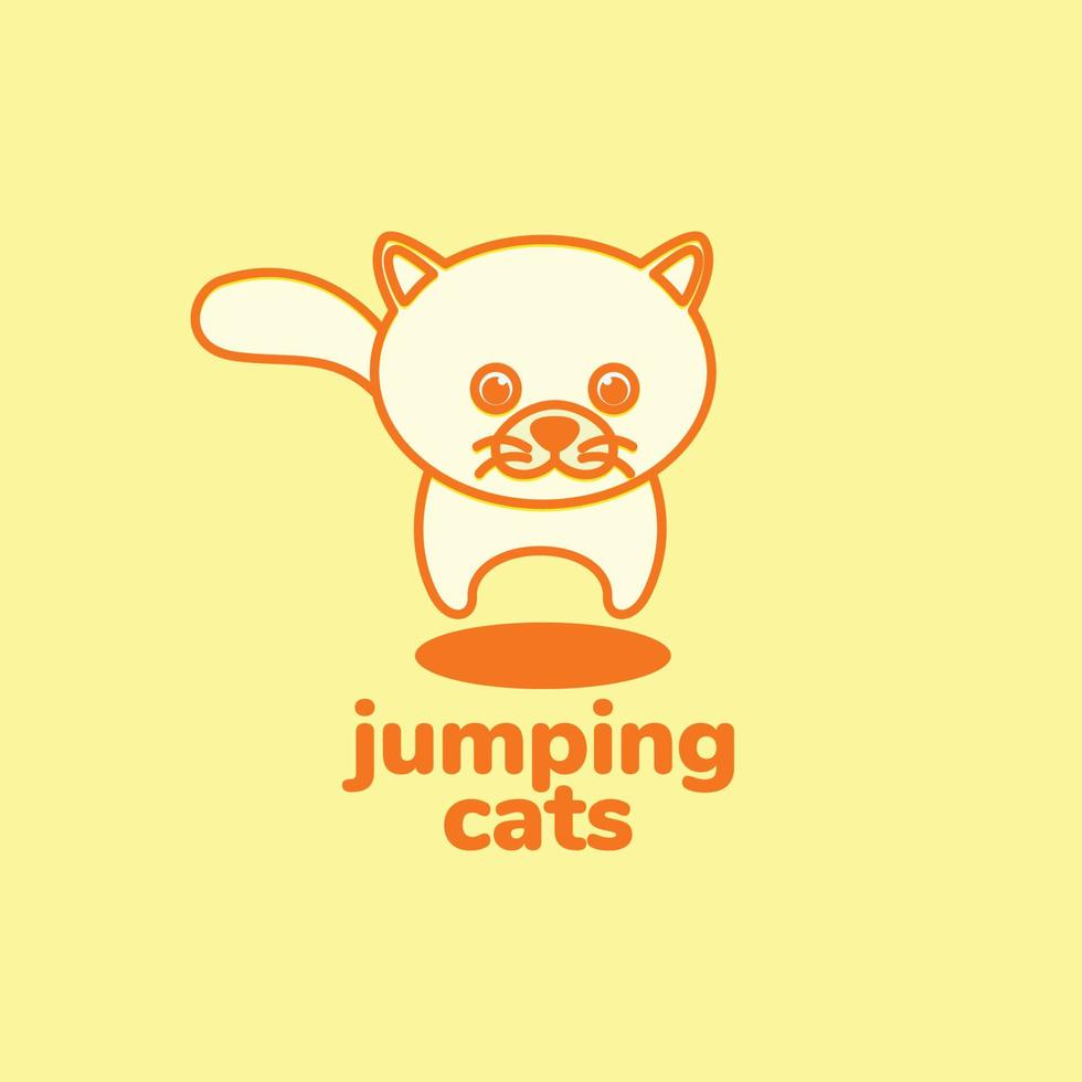 fofa mascote gato gordo pulando mínimo moderno logotipo Projeto vetor