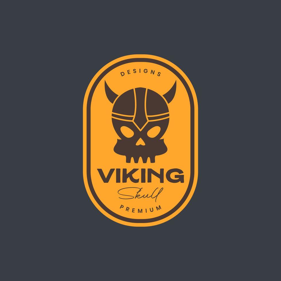 crânio capacete Guerreiro viking nórdico fada conto vintage crachá logotipo Projeto vetor ícone ilustração