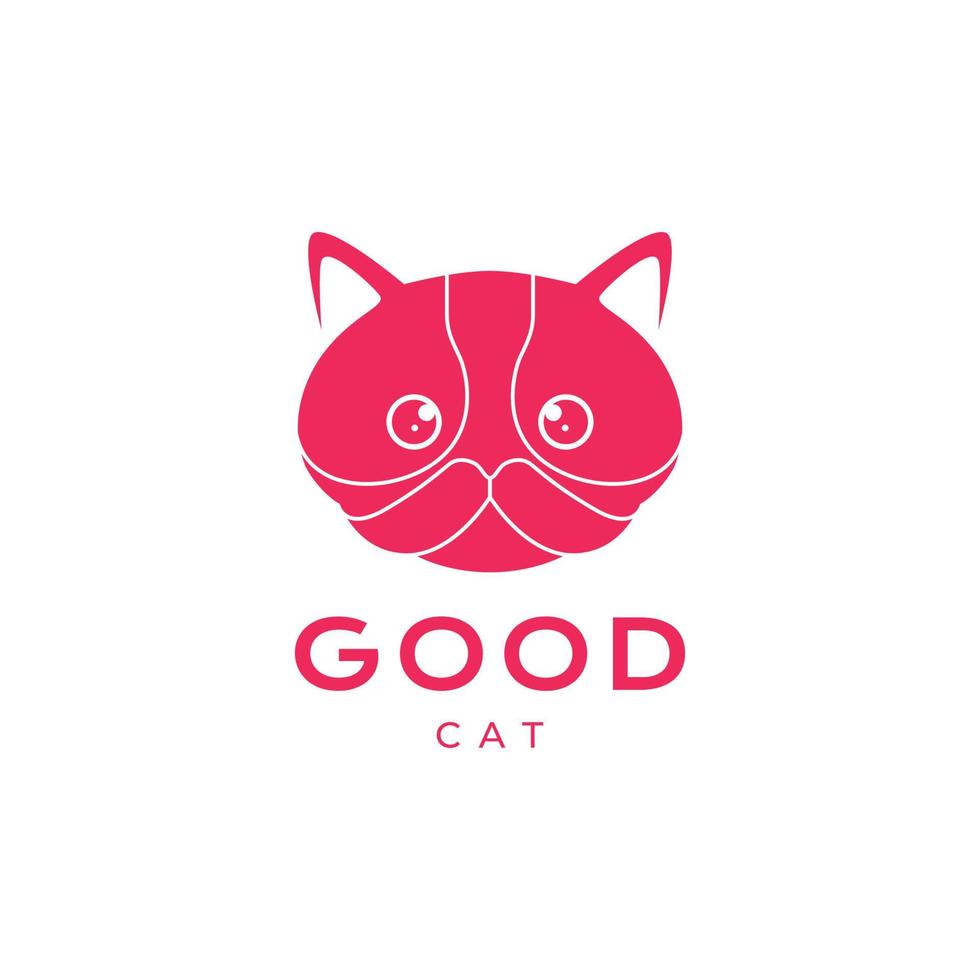 animais de estimação gato gordo gatinho mascote face animal preguiçoso logotipo Projeto vetor ícone ilustração