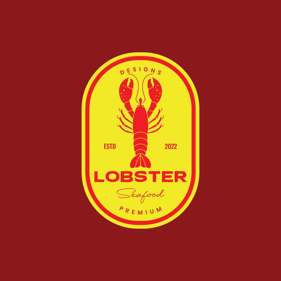 vermelho lagosta camarão frutos do mar criatura animal mar oceano restaurante cardápio crachá vintage logotipo Projeto vetor